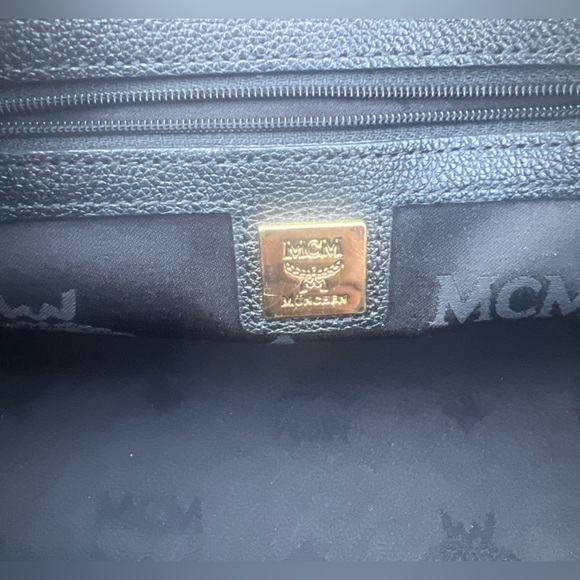 EUC- MCM Black Leather Gold Studded Boston Bag w/ unbranded xbody strap - Picture 13 of 16